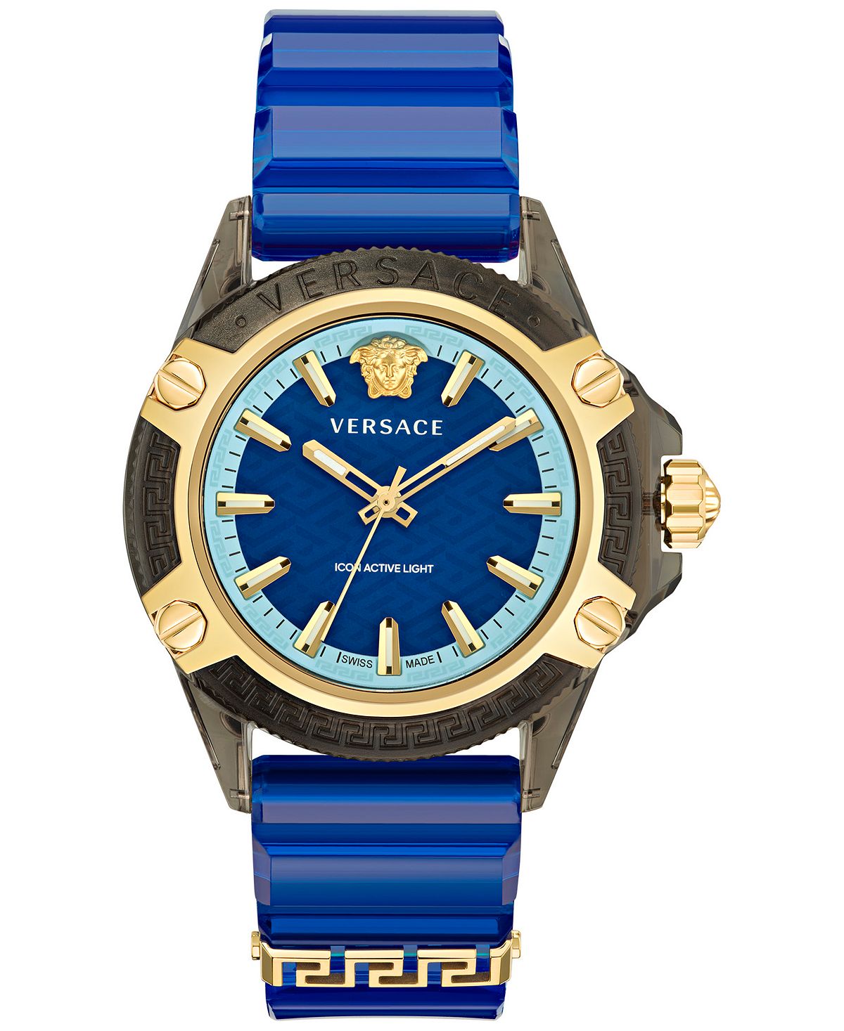 цена Мужские часы Swiss Icon Active с синим силиконовым ремешком, 42 мм Versace