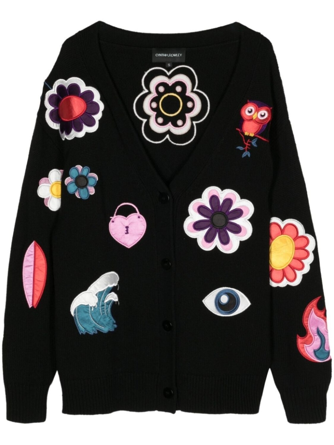 

Кардиган Playful Patchwork из смесового кашемира Cynthia Rowley, черный