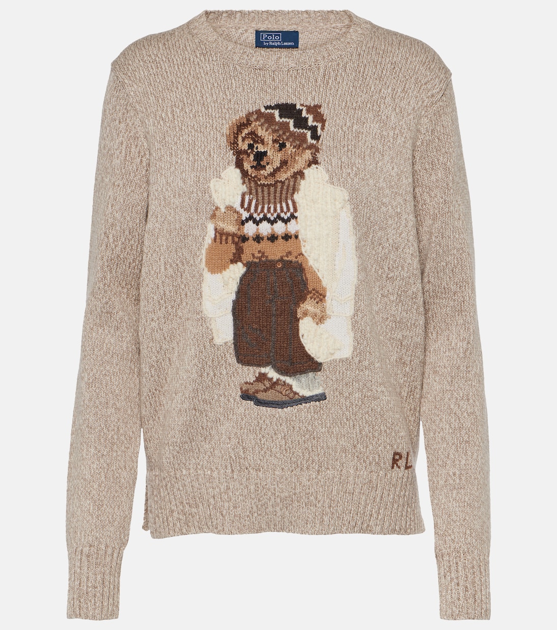 Хлопковый свитер с вышивкой polo bear Polo Ralph Lauren, бежевый