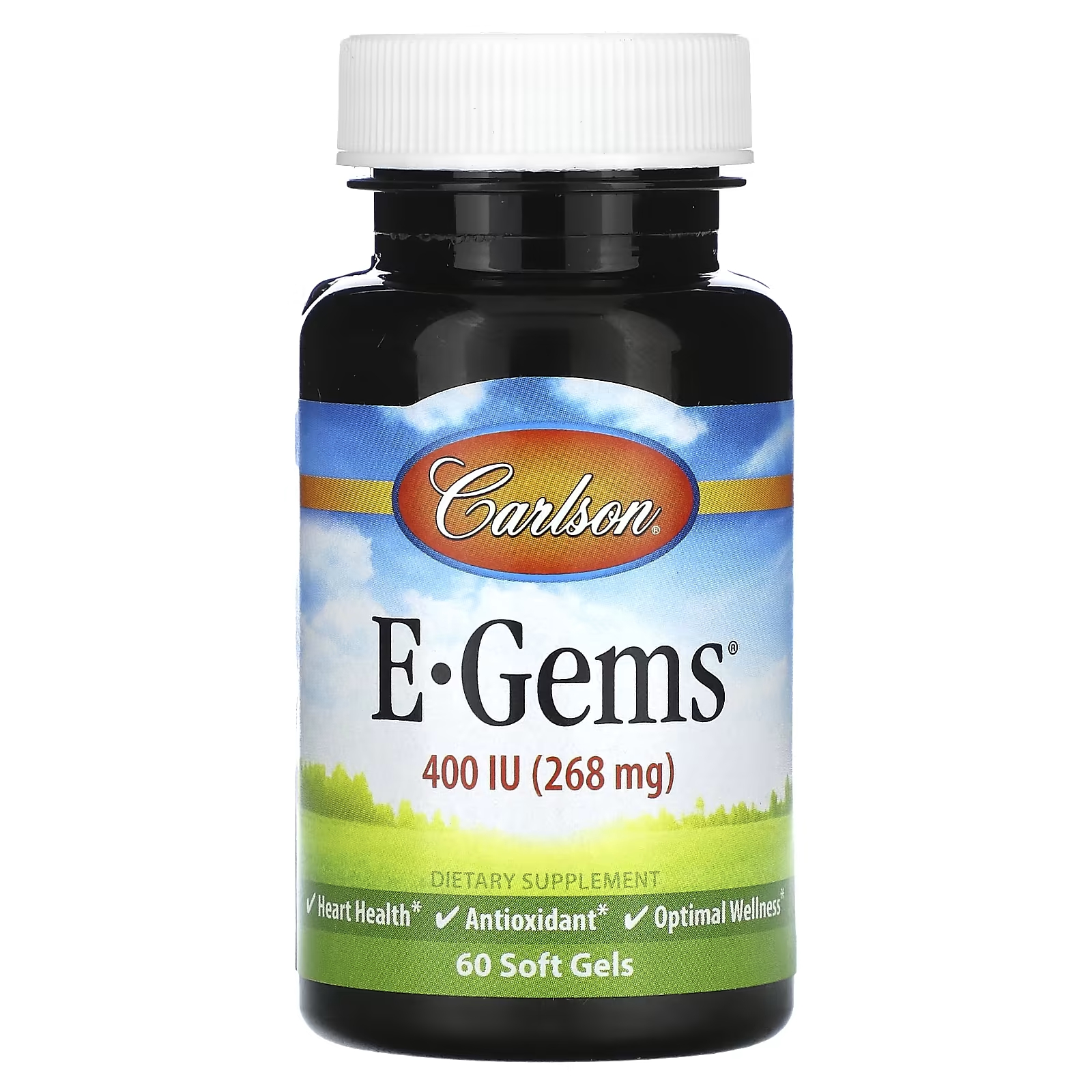 Пищевая добавка Carlson E-Gems 400 МЕ, 60 мягких таблеток пищевая добавка carlson e gems elite 268 мг 60 мягких таблеток