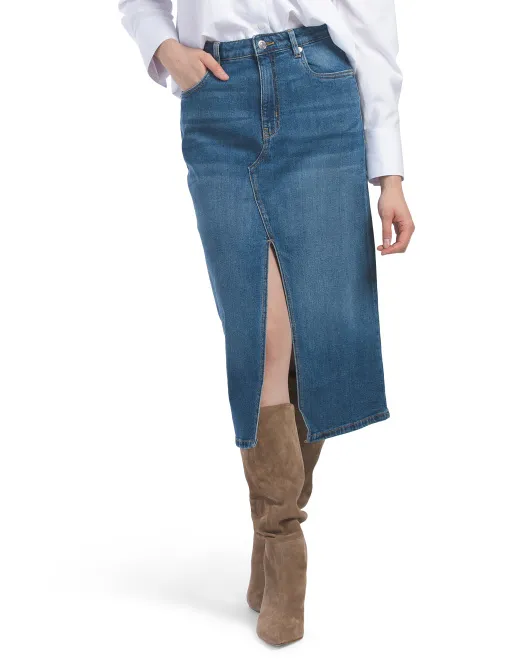 

Джинсовая юбка-миди с высокой посадкой Steve Madden, цвет Medium Wash