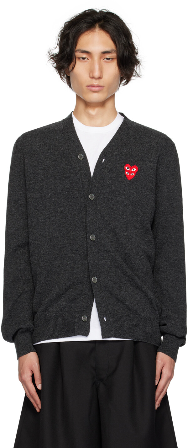

Серый многослойный кардиган с двойным сердцем Comme des Garçons