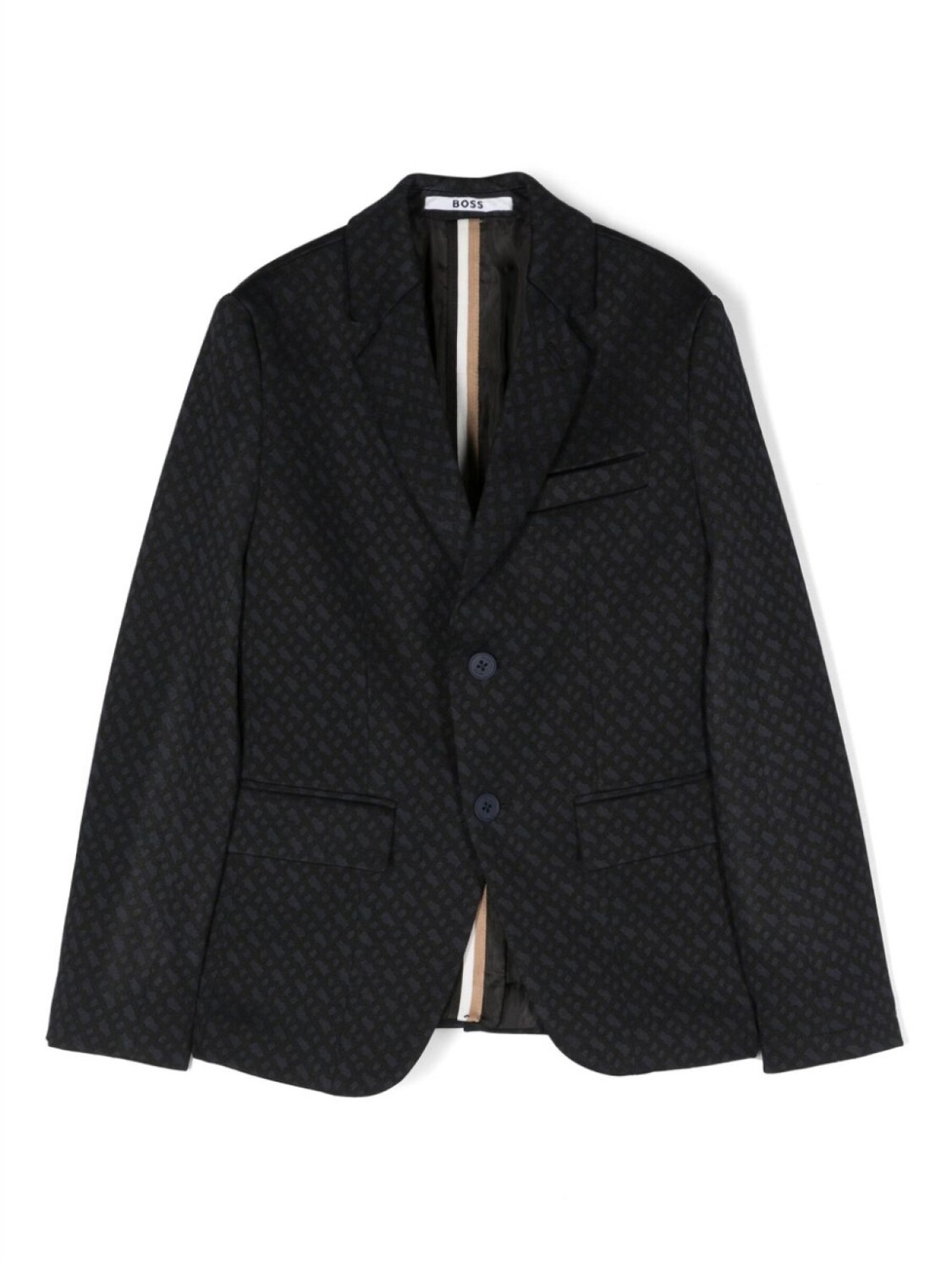 

BOSS Kidswear однобортный пиджак с монограммой, синий