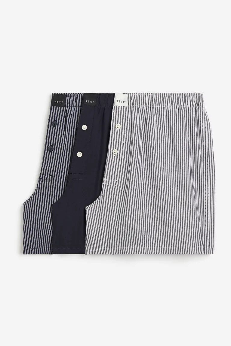 

Комплект из 3 пар хлопковых трусов-боксеров H&M, синий