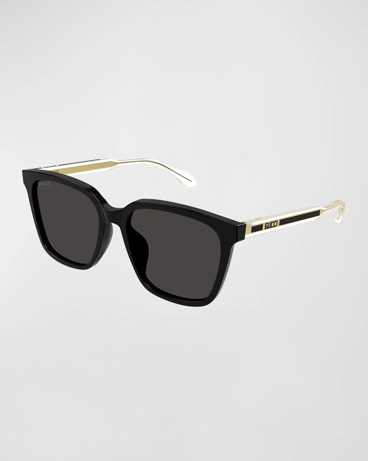

Мужские прямоугольные солнцезащитные очки с логотипом Temple Gucci, цвет Shiny Black
