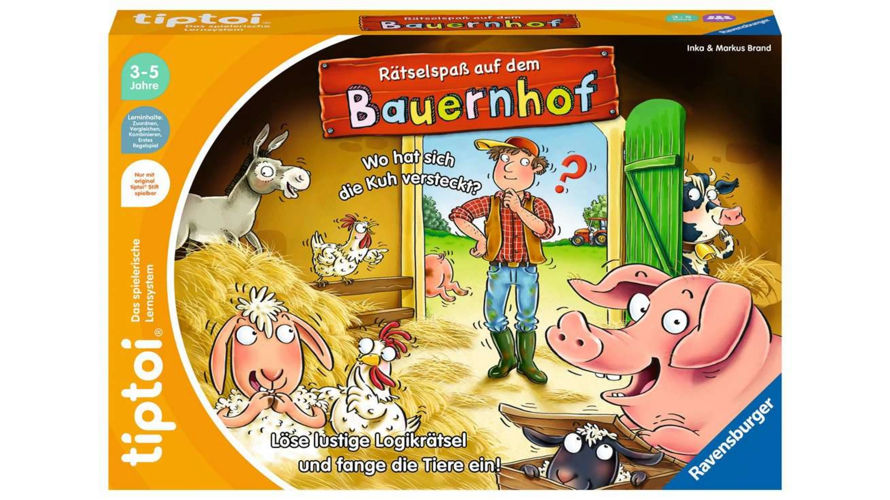 Ravensburger Tiptoi Игра-головоломка веселая на ферме развивающая Игра, развивающая логическая Игра для мальчиков и девочек