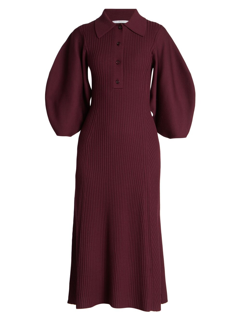 

Трикотажное шерстяное платье-поло в рубчик Chloé, фиолетовый