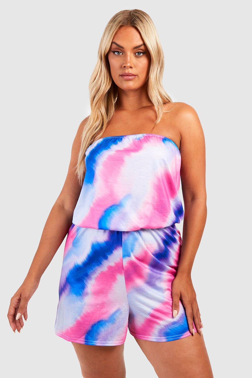 

Трикотажный комбинезон из джерси с принтом tie dye plus Boohoo, фиолетовый