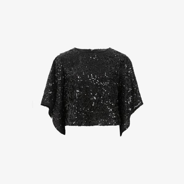 

Укороченный сетчатый топ с отделкой плющом Allsaints, черный