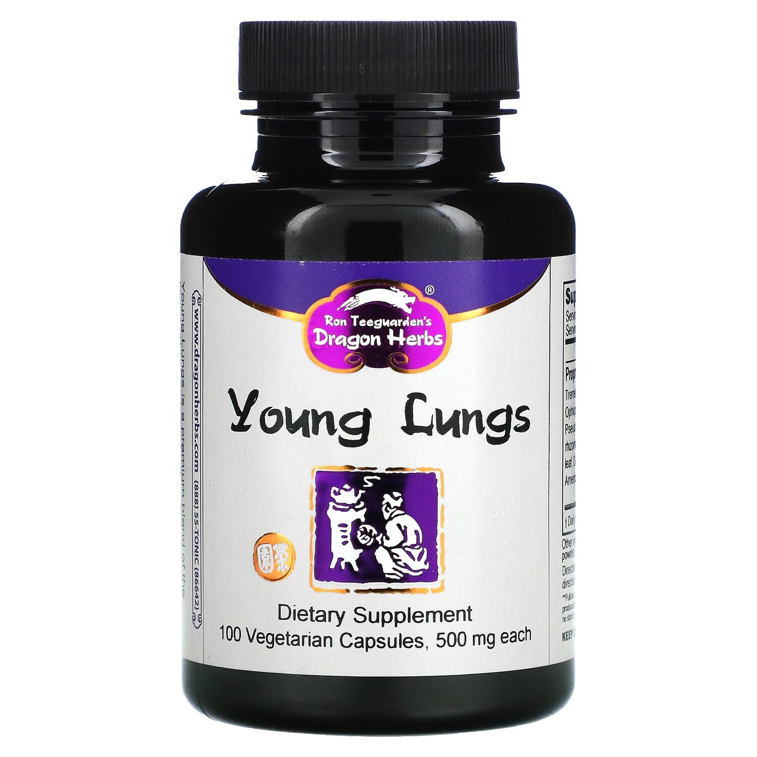 

Young Lungs, 500 мг, 100 вегетарианских капсул, Dragon Herbs ( Ron Teeguarden )