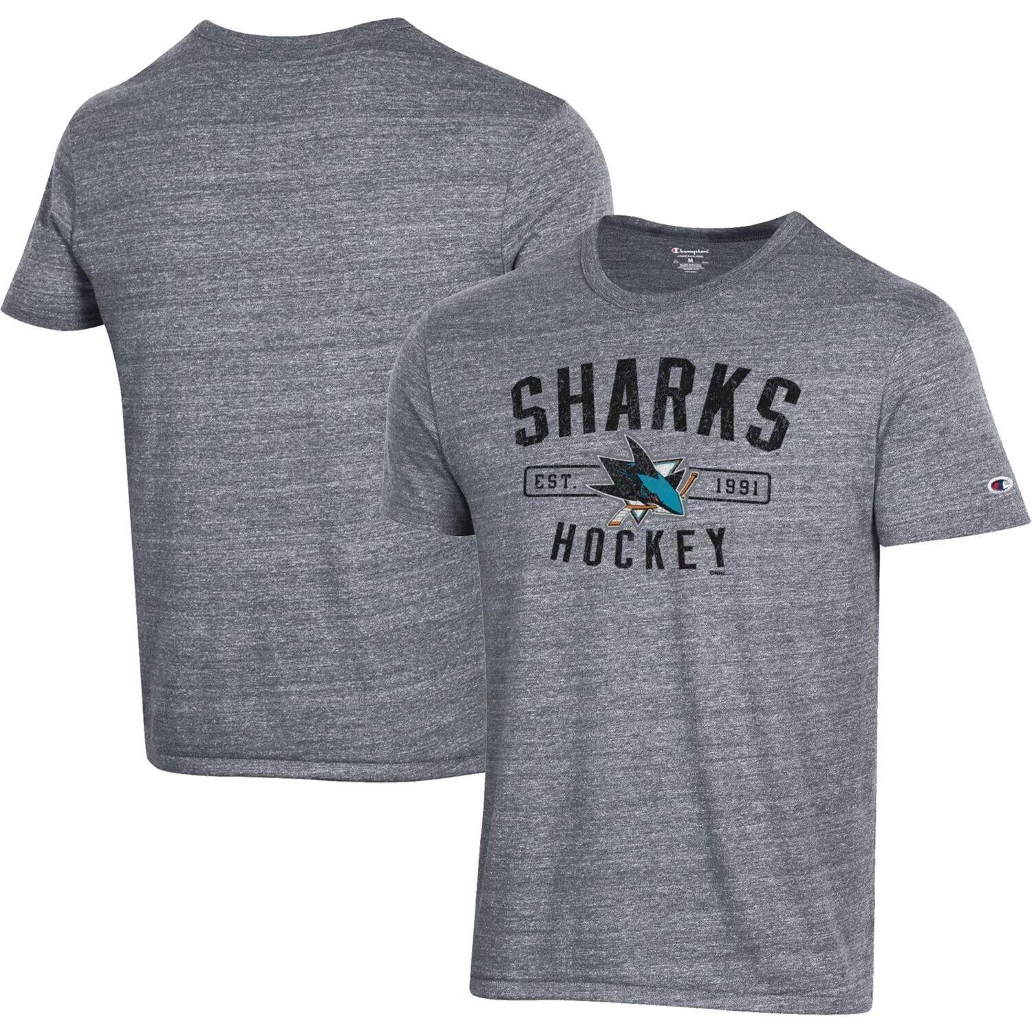 

Мужская футболка серого цвета San Jose Sharks Tri-Blend Champion, Серый