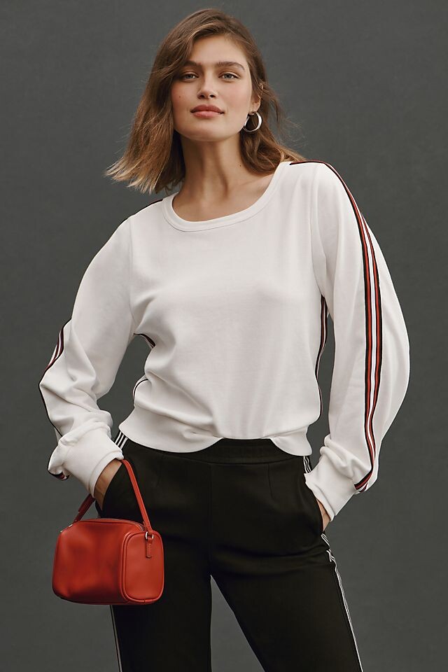 

Толстовка Daily Practice Anthropologie с полосатыми рукавами, белый