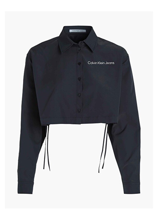 

Обычная черная женская рубашка с рубашечным воротником Calvin Klein Jeans
