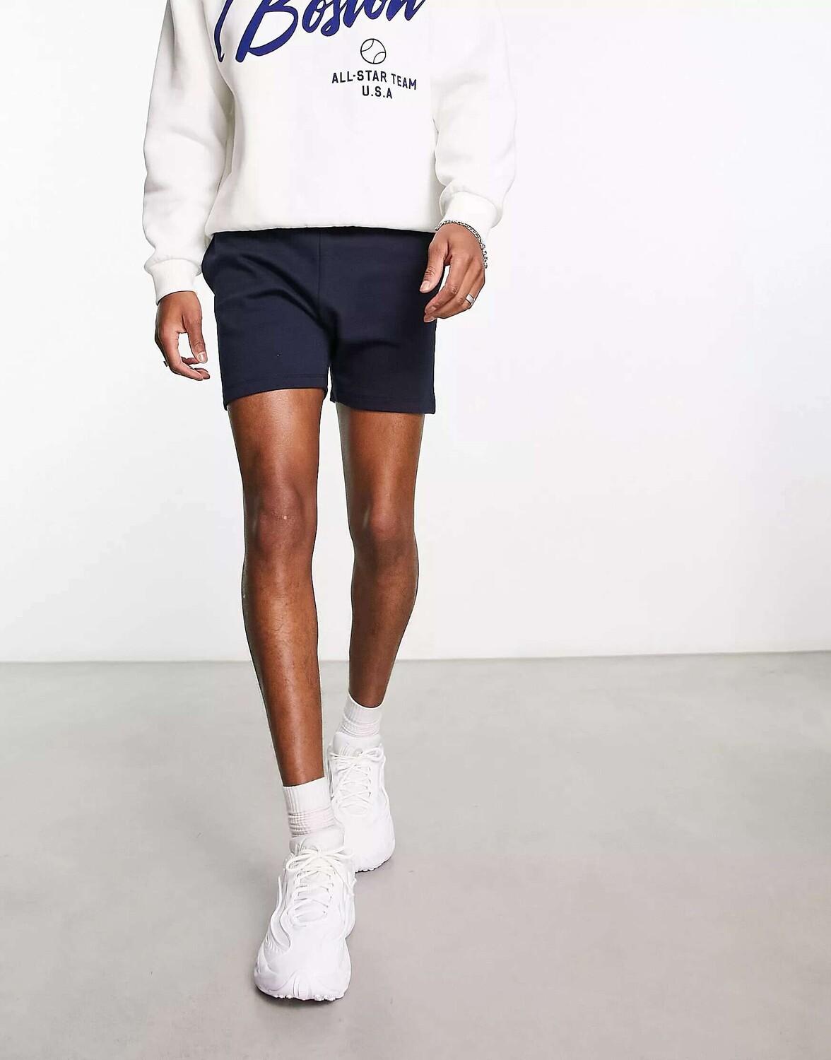 

Темно-синие шорты скинни из джерси ASOS