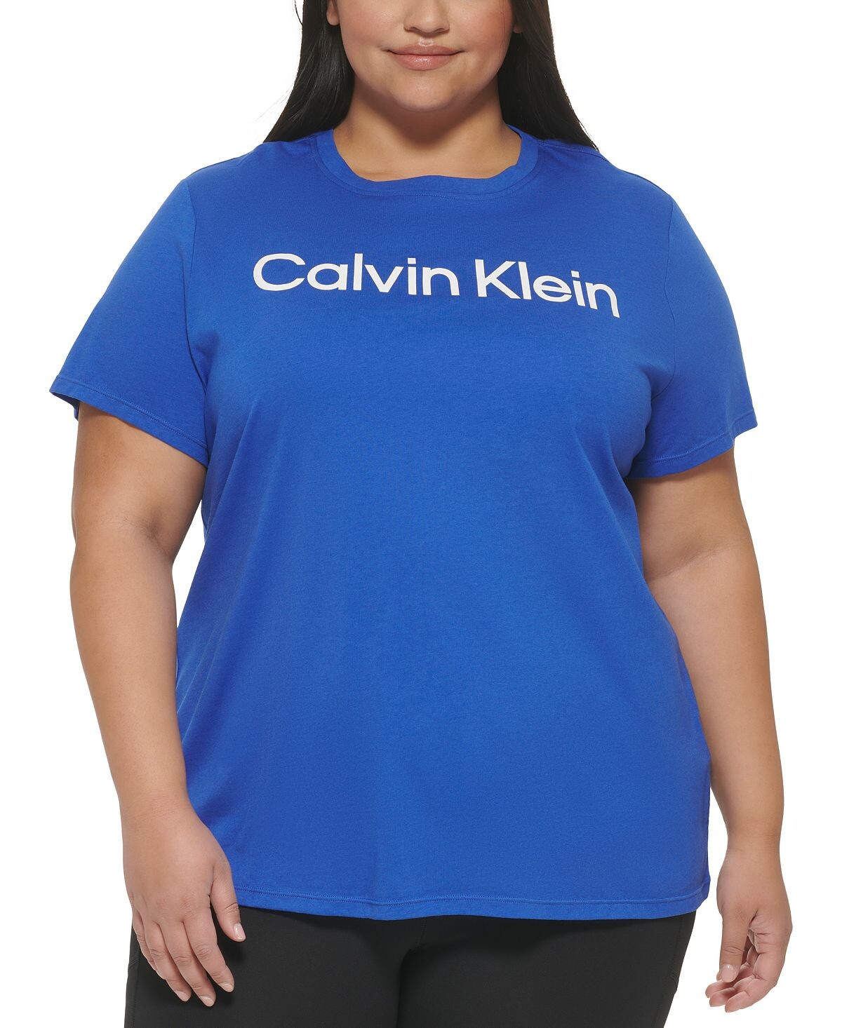 

Плюс размер футболка с круглым вырезом и логотипом Calvin Klein, мульти, Синий