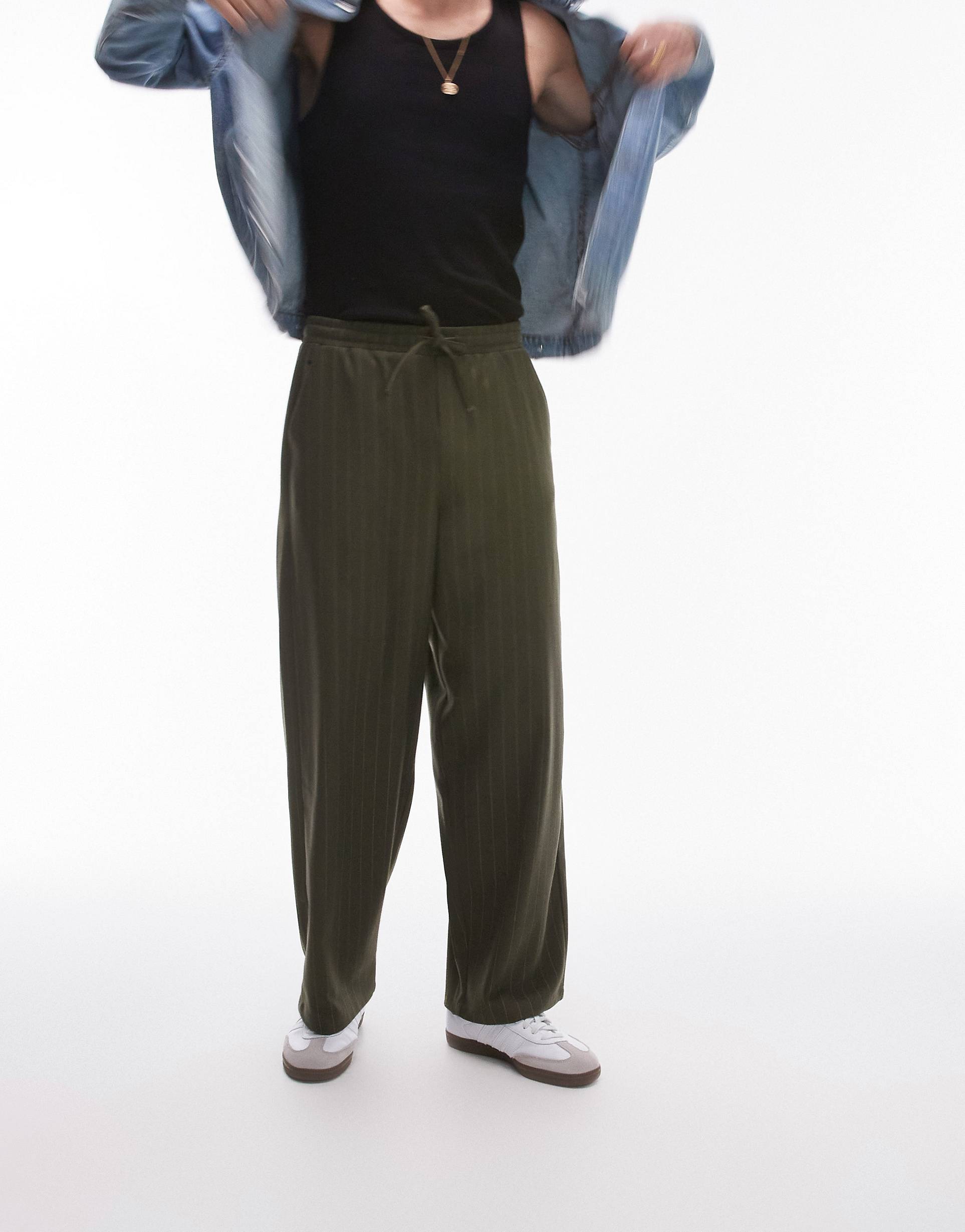 Брюки Topman Wide Leg Pin Stripe, хаки брюки jennyfer в полоску 44 размер
