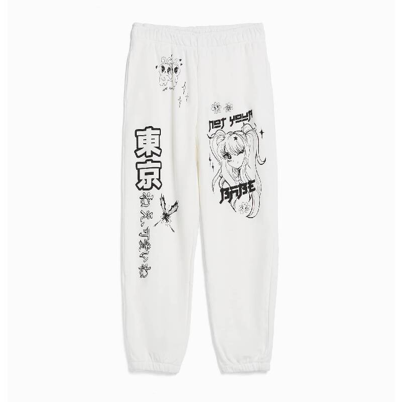 

Спортивные брюки Bershka Plush Print, белый