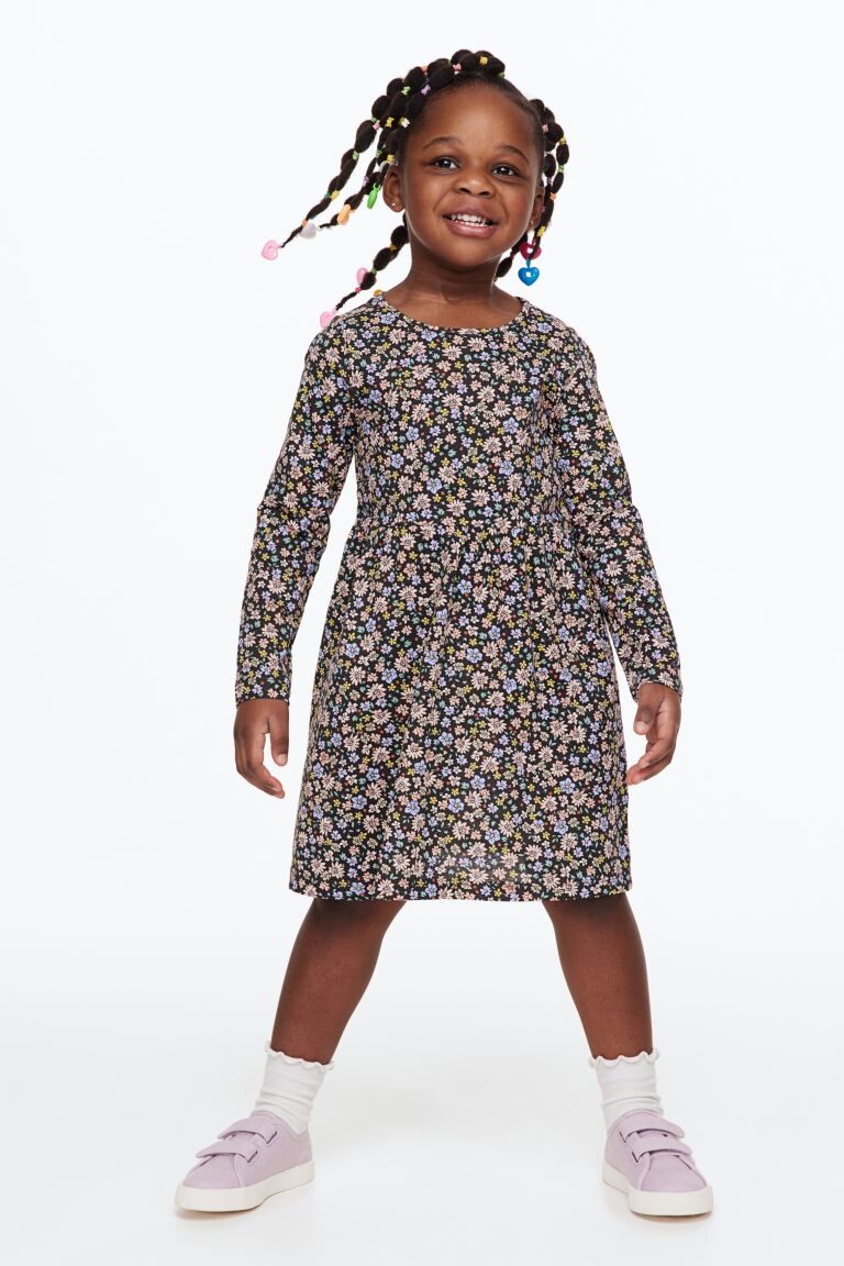 

Платье из хлопкового джерси H&M, темно-серый/цветы