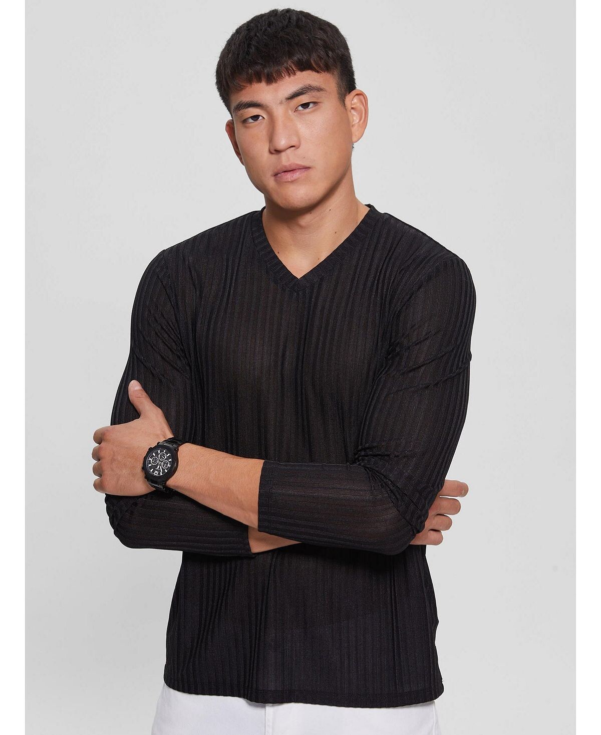 

Мужской свитер с длинными рукавами warehouse GUESS, Черный