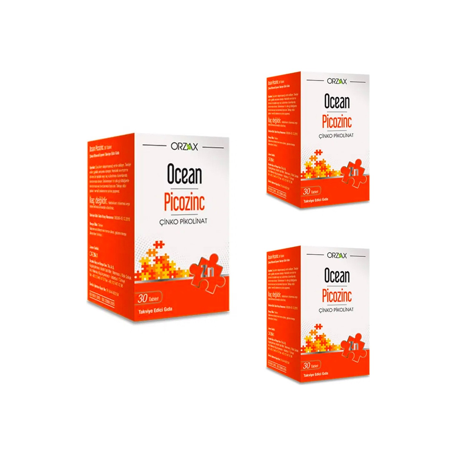 Пищевая добавка Orzax Ocean Picozinc Cinko Picolinate, 3 упаковки по 30 таблеток
