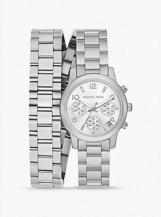 Часы Michael Kors Runway Silver-Tone Wrap, серебро часы наручные michael kors slim runway черный