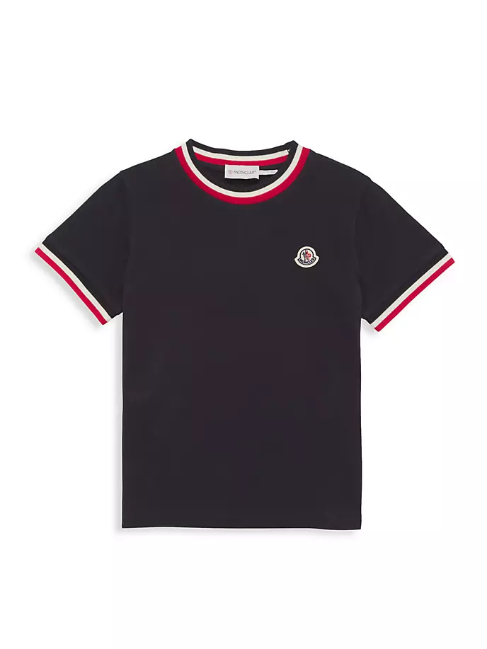 

Хлопковая футболка Little Boy's & Boy's с логотипом Ringer Moncler, темно-синий