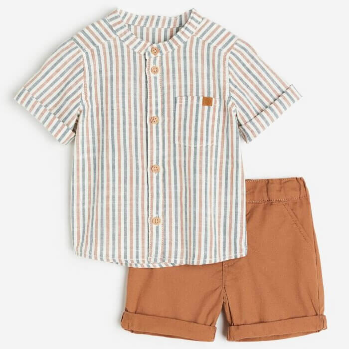 

Комплект H&M Cotton, 2 предмета, коричневый/полосатый