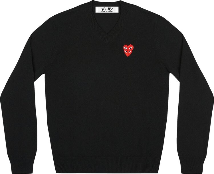 

Свитер Comme des Garçons PLAY Double Heart V-Neck Sweater 'Black', черный