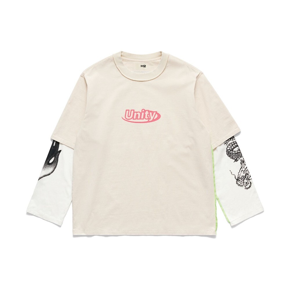 

Лонгслив H&M H2 Double-layered, светло-бежевый
