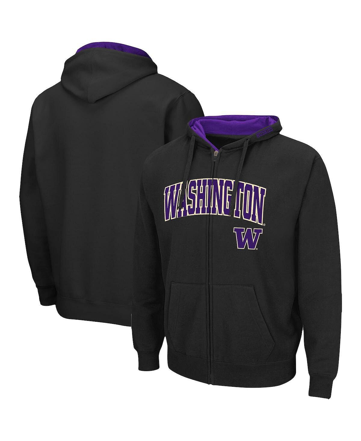 

Мужская черная худи washington huskies arch logo 3.0 с молнией во всю длину Colosseum, черный