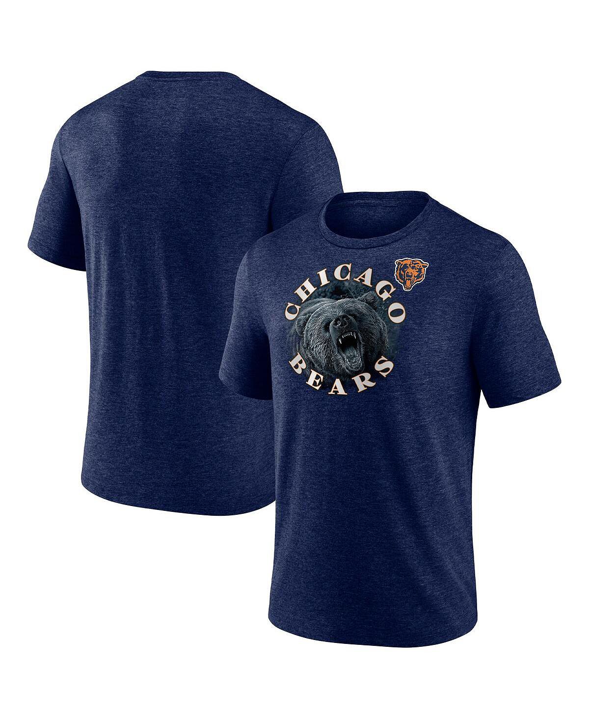 Мужская фирменная футболка heather navy chicago bears sporting chance tri-blend Fanatics, мульти