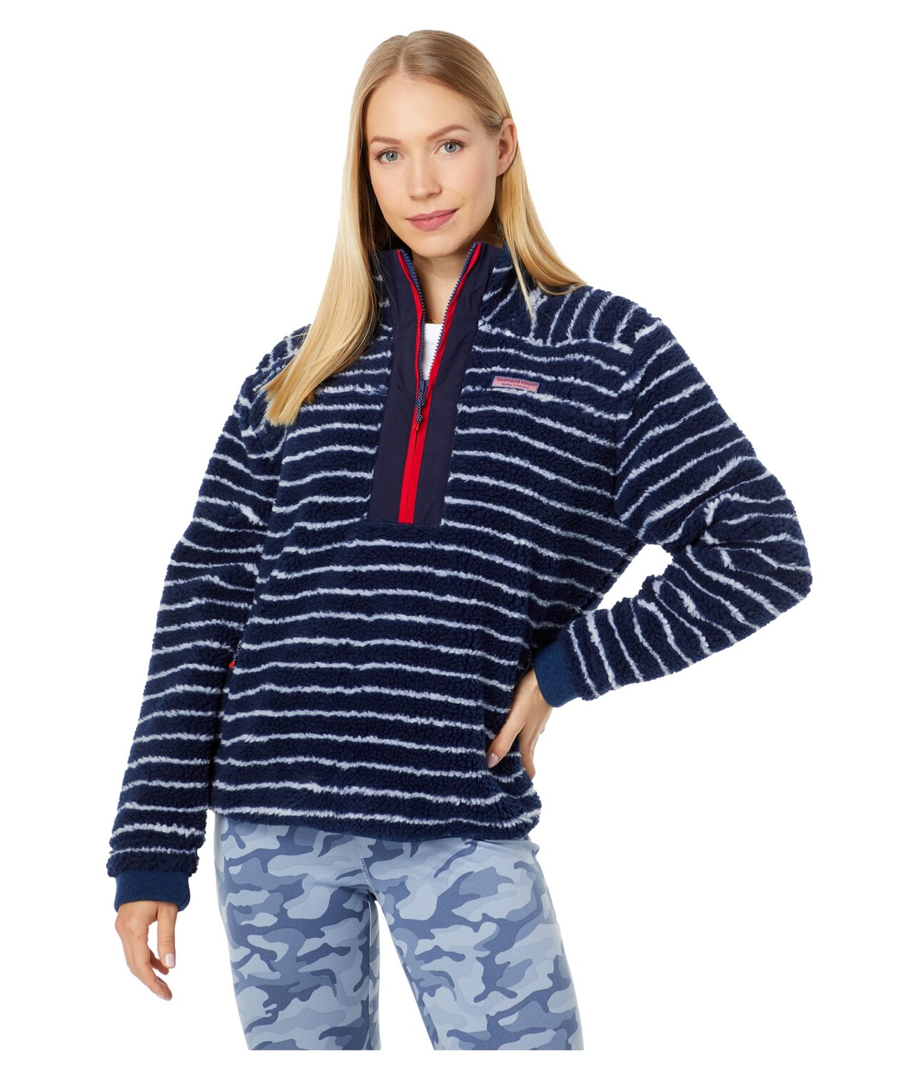 

Пуловер Vineyard Vines, Break Stripe Sherpa Supershep