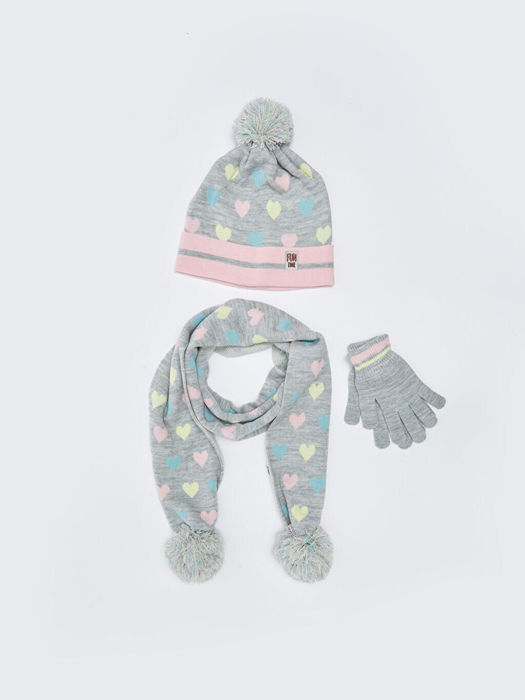 

Узорчатый детский шарф Beanie Glove Set LCW Accessories