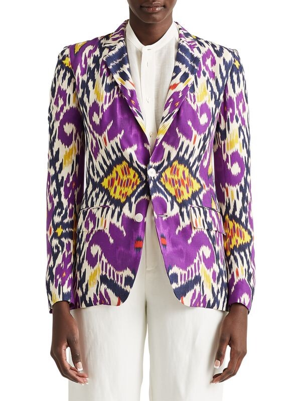 

Шелковый блейзер с принтом kory ikat Ralph Lauren Collection Purple multi