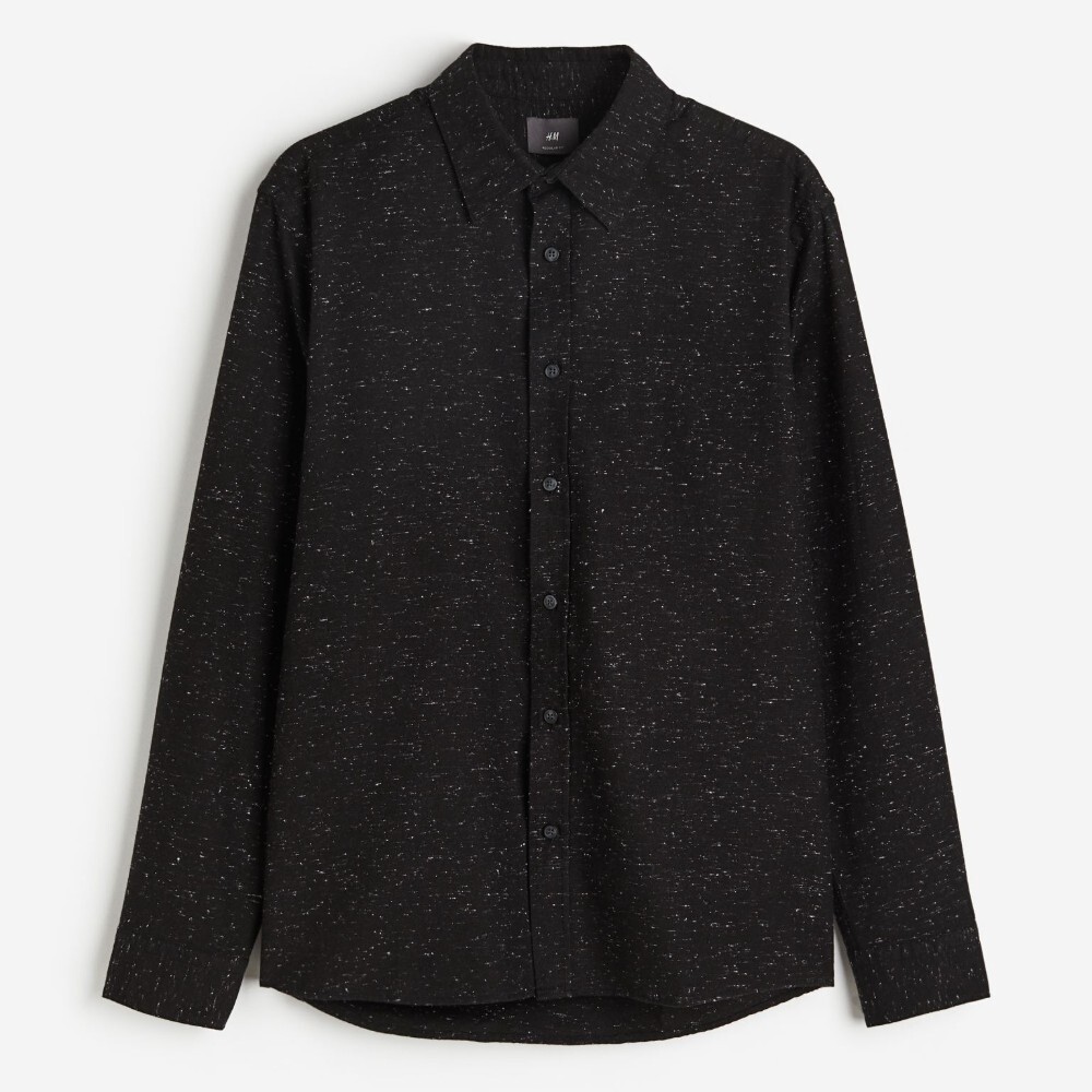 

Рубашка H&M Regular Fit Knotted, черный/белый
