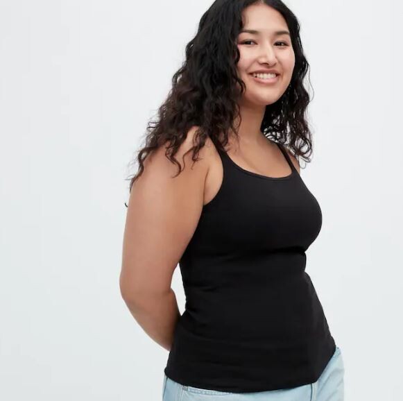 

Топ хлопковый без рукавов в рубчик Uniqlo Airism Cotton Ribbed Sleeveless Bra, черный