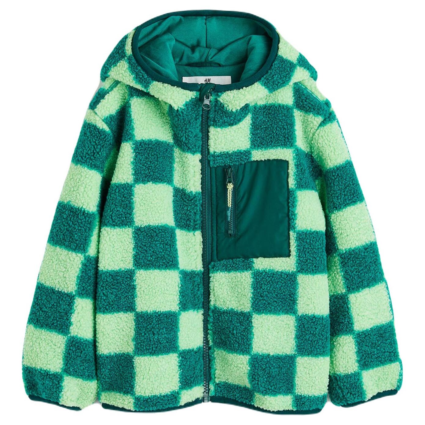 

Куртка H&M Hooded Teddy Bear Checked, темно-зеленый