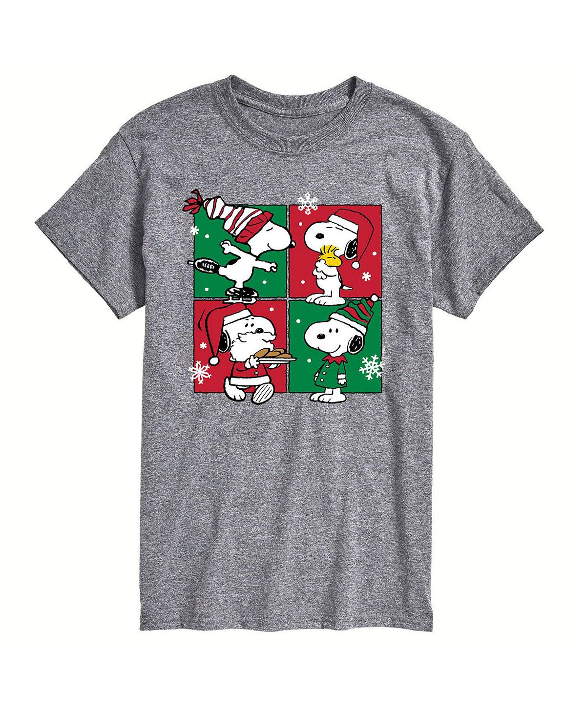 Мужская рождественская футболка с коротким рукавом peanuts AIRWAVES, серый мужская гибридная футболка с коротким рукавом football turkey nap с повторяющимся рисунком airwaves серый