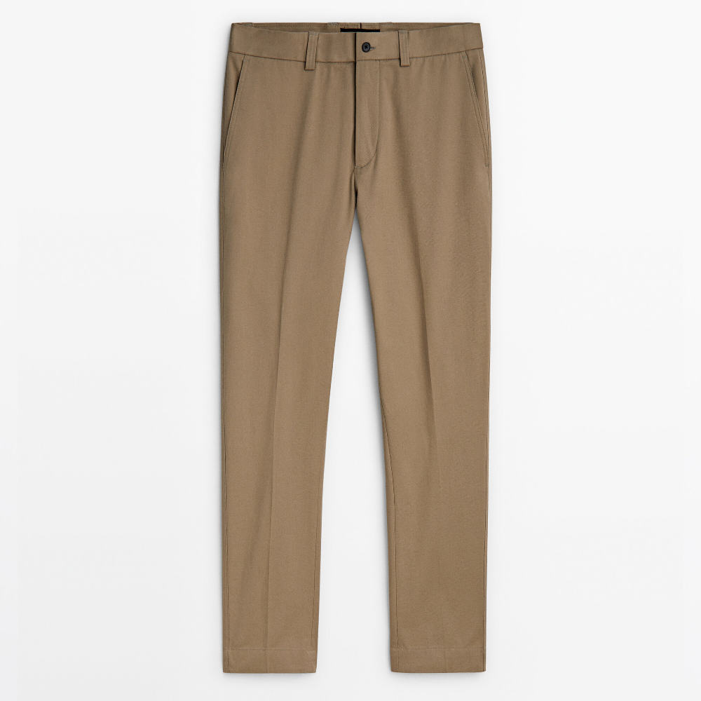 Брюки Massimo Dutti Straight-fit - Studio, светло-коричневый современные брюки чиносы прямого кроя gap бежевый