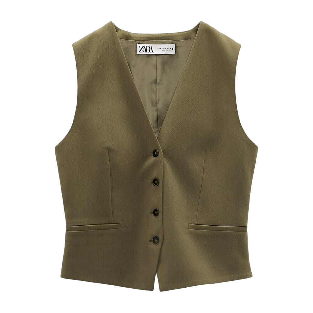 

Жилет Zara Buttoned Short, хаки
