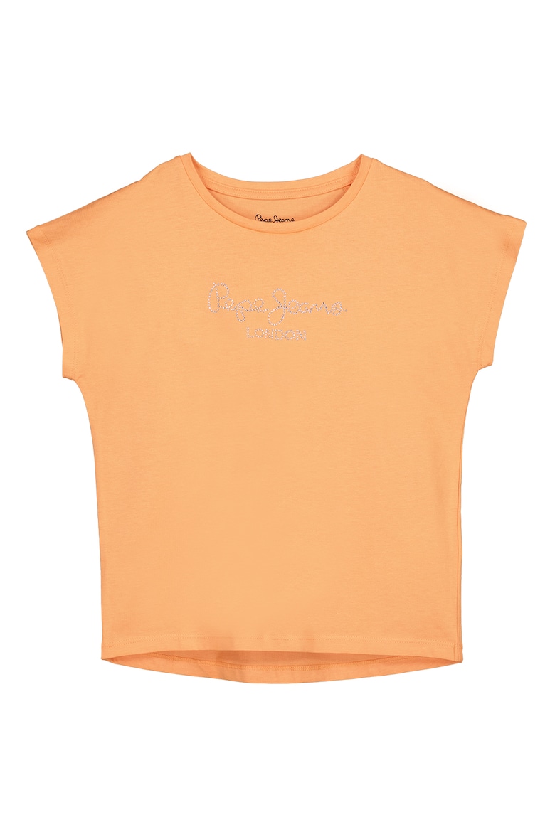 Хлопковая футболка Nuria с логотипом из декоративных камней Pepe Jeans London, оранжевый