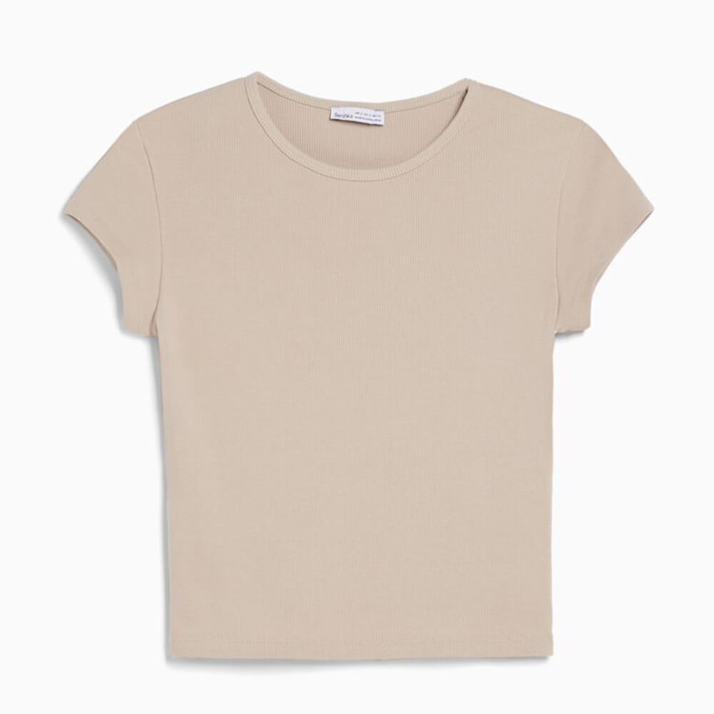 

Футболка Bershka Ribbed, песочный
