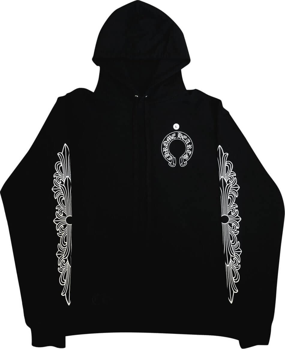 Худи Chrome Hearts Horseshoe Floral, черный футболка с карманами и логотипом chrome hearts horseshoe цвет белый