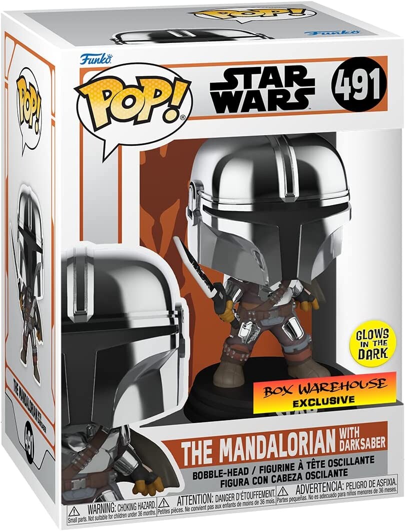 

Фигурка Funko POP! Star Wars Mandalorian with Darksaber (Chrome & Glow in The Dark)