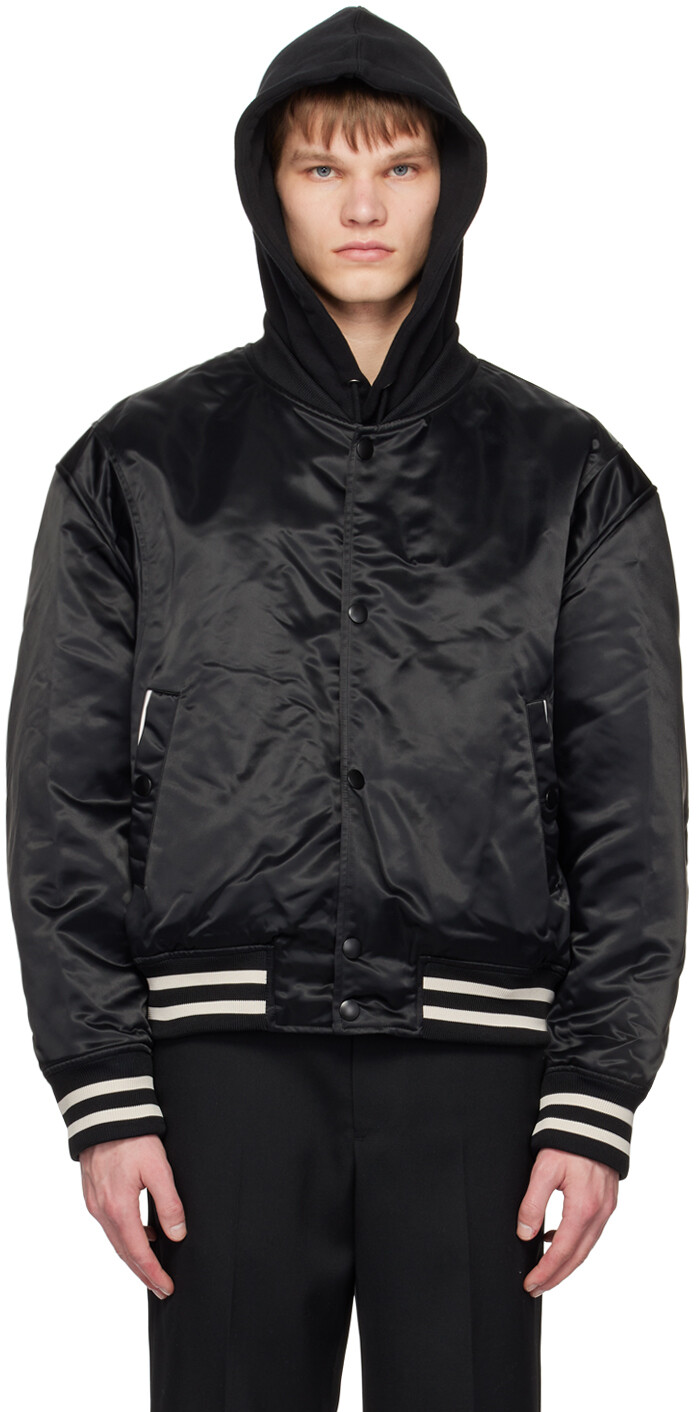 

Черный университетский бомбер Solid Homme