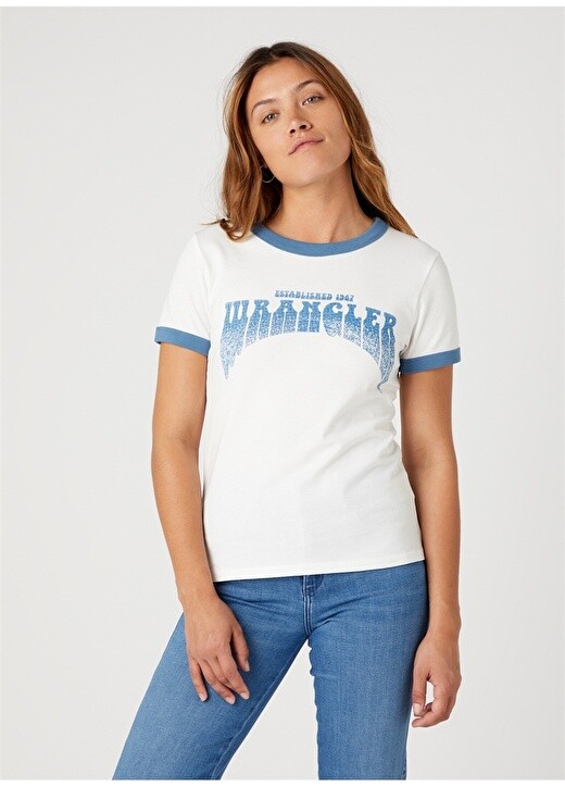 

Белая женская футболка с круглым вырезом Wrangler, Белый