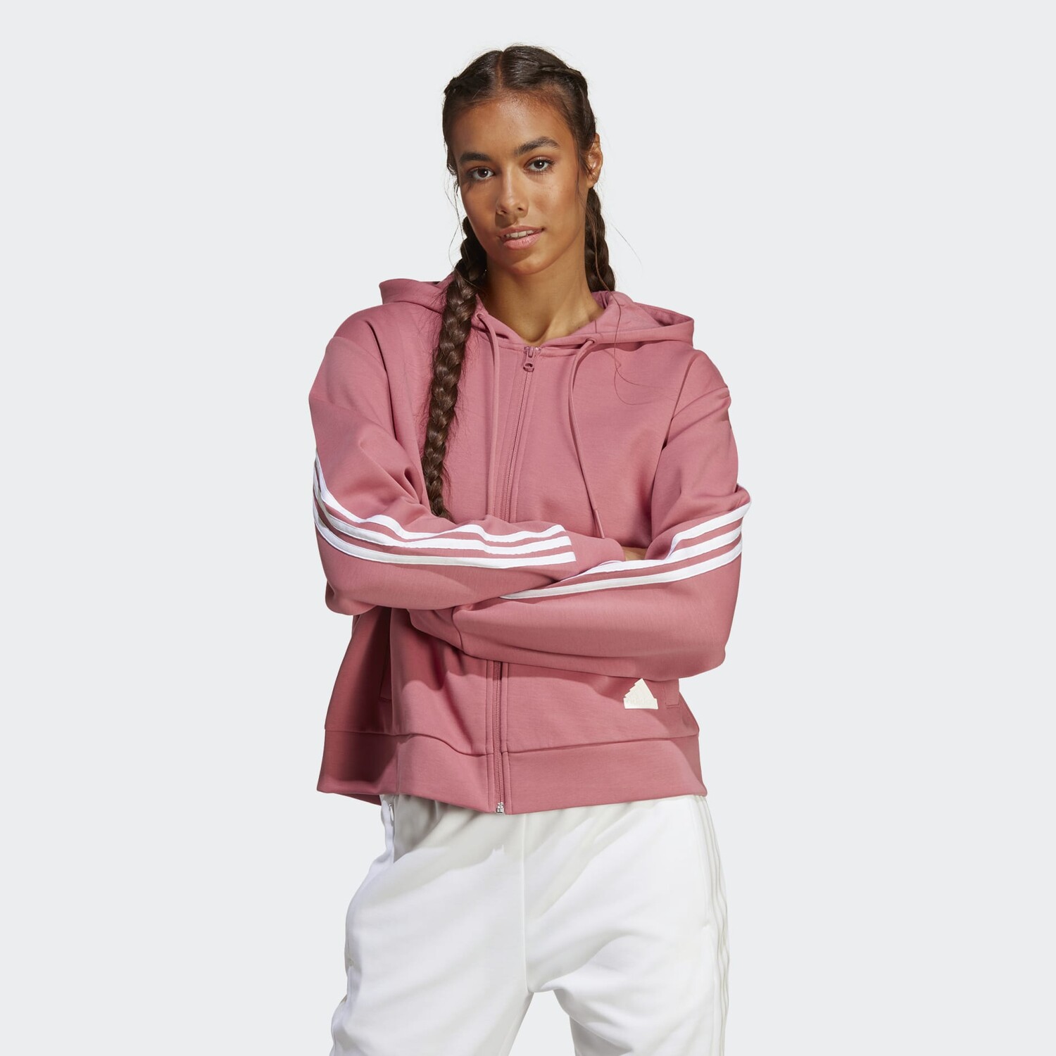 Adidas 3 stripes full zip hoodie best sale