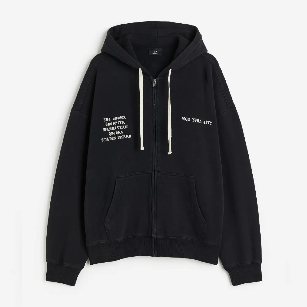 

Толстовка H&M Oversized Fit Hooded New York, черный