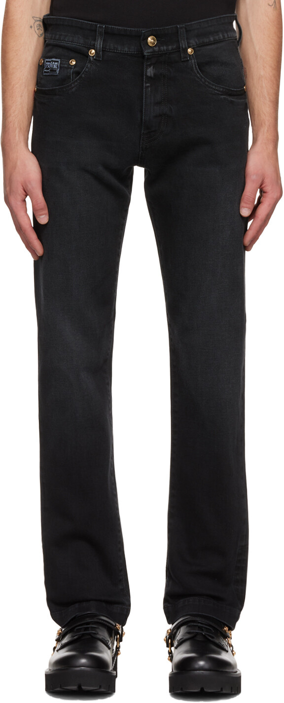 

Черные выцветшие джинсы Versace Jeans Couture, Черный