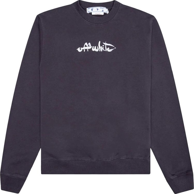 Толстовка Off-White Paint Arrow Slim Crewneck 'Aubergine/White', фиолетовый - фото